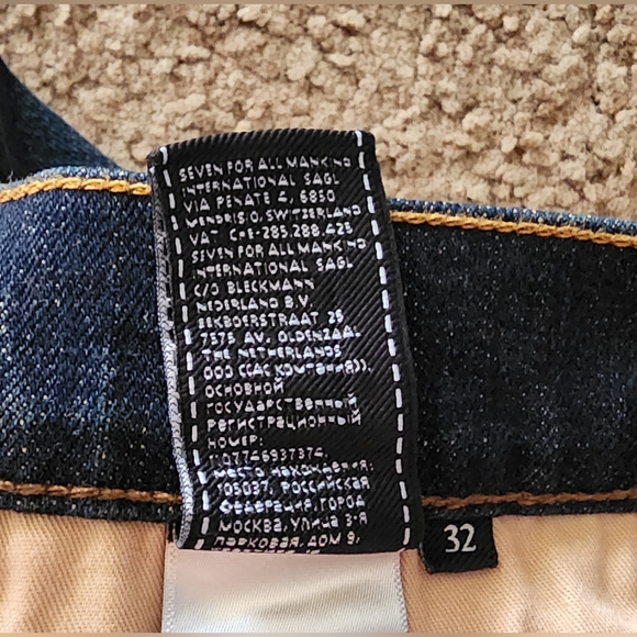 32 men 7 For All Mankind Slimmy Straight Jean Dark Wash 32x30 1/2" - Picture 14 of 16